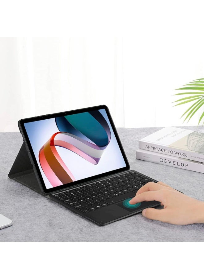 Muzz Touch Case with Keyboard for Xiaomi Redmi Pad 10.61 2022 Arabic and English Multi Touch Trackpad Detachable Wireless Tablet Keyboard Case for Redmi Pad 10.61 Black - Image 2
