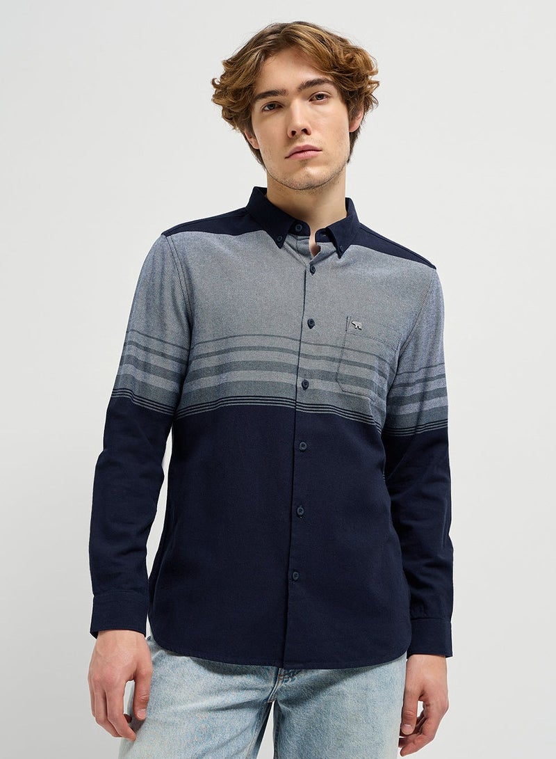 ذا بير هاوس قميص قطني رجالي بقصة ضيقة وأكمام طويلة - Image 1