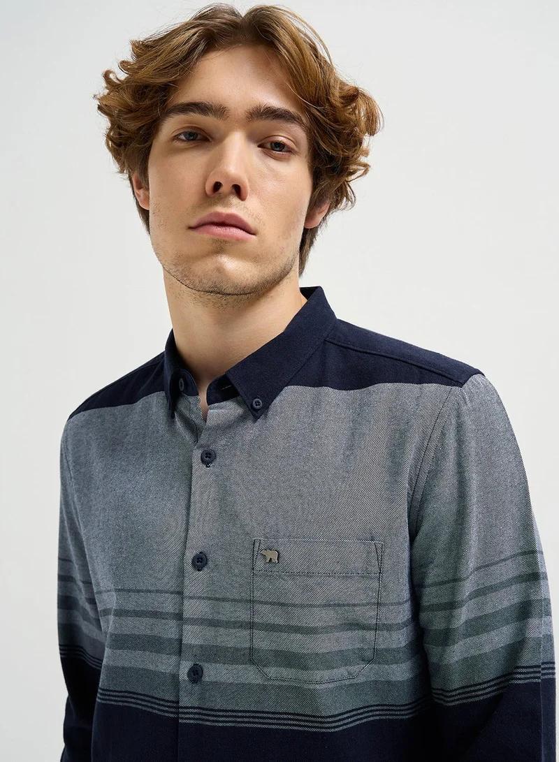 THE BEAR HOUSE Cotton Shirt for Men | Regular Fit, Long Sleeve, Casual or Formal Button-Down | Soft, Breathable Fabric for Work, Everyday, & All-Season Wear in Stylish