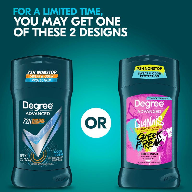 Degree Men Antiperspirant Deodorant Cool Rush 12 Count 72-Hour Sweat and Odor Protection Antiperspirant For Men With Body Heat Activated Technology 2.7 oz - Image 2