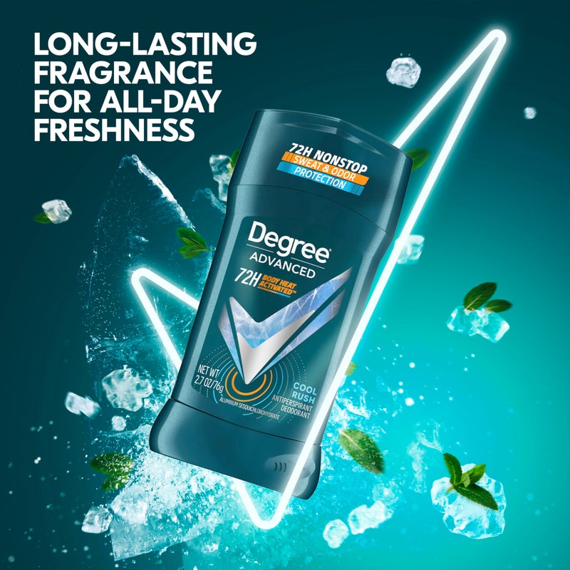 Degree Men Antiperspirant Deodorant Cool Rush 12 Count 72-Hour Sweat and Odor Protection Antiperspirant For Men With Body Heat Activated Technology 2.7 oz - Image 3