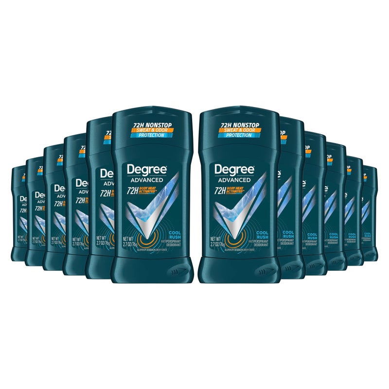 Degree Men Antiperspirant Deodorant Cool Rush 12 Count 72-Hour Sweat and Odor Protection Antiperspirant For Men With Body Heat Activated Technology 2.7 oz - Image 1