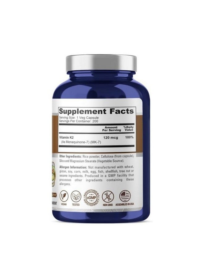 NusaPure NusaPure Vitamin K2 MK7 120 mcg 200 Veggie Caps (Soy Free, Non-GMO, Vegan) - Image 2