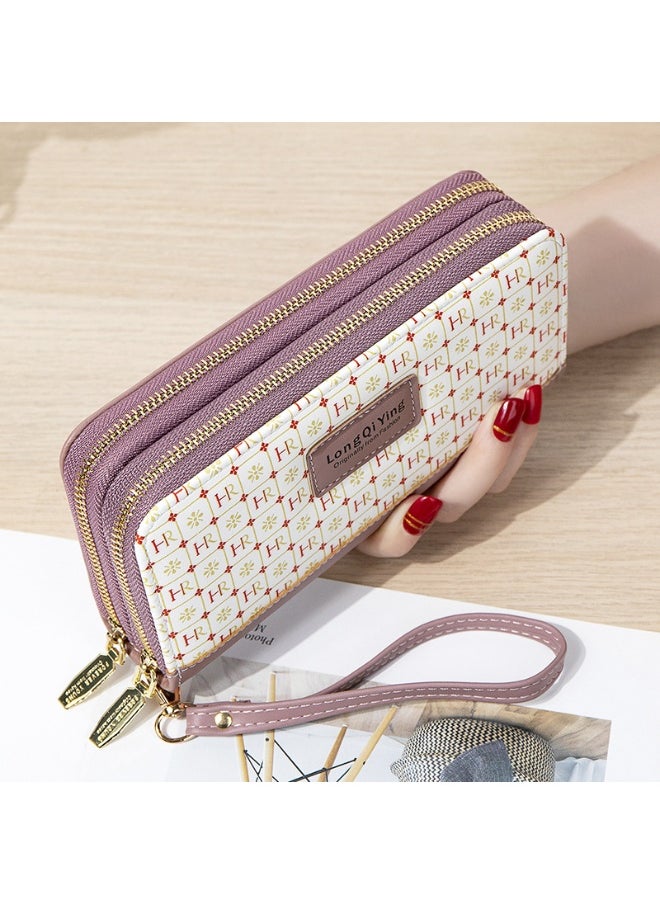 NIBEMINENT Women's Long All-in-one Double Zipper Student Letter Large Capacity Coin Purse  - Image 1