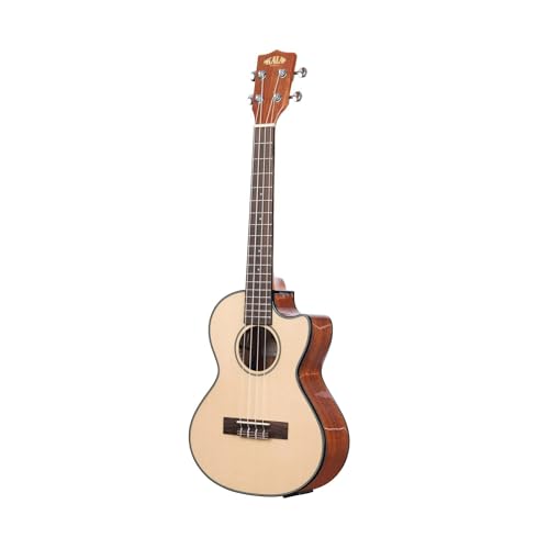 Kala Brand Music Kala Solid Spruce Top Mahogany Gloss Tenor Ukulele with EQ with Built-In Tuner (KA-STGE-C), Natural - Image 3