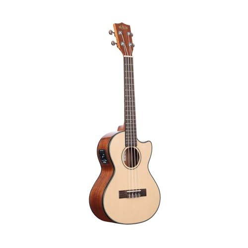 Kala Brand Music Kala Solid Spruce Top Mahogany Gloss Tenor Ukulele with EQ with Built-In Tuner (KA-STGE-C), Natural - Image 4