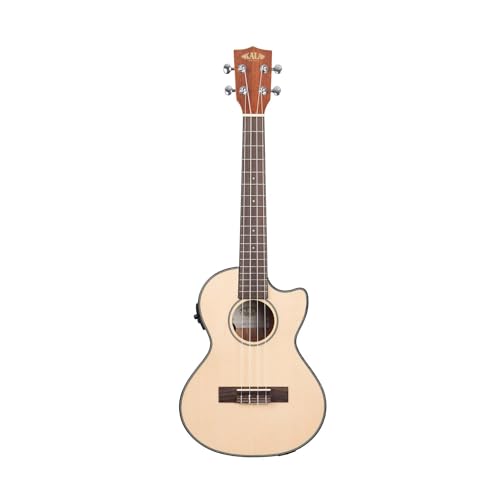 Kala Brand Music Kala Solid Spruce Top Mahogany Gloss Tenor Ukulele with EQ with Built-In Tuner (KA-STGE-C), Natural - Image 1