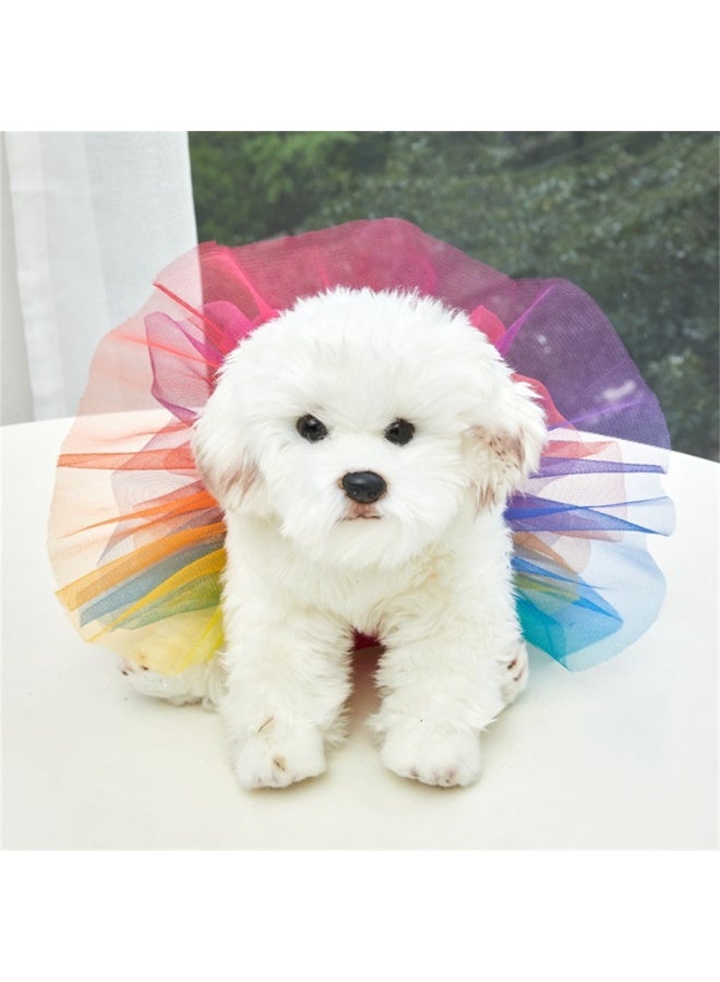 Pet Coloful Tutu Skirt Lace up Tulle Dress for Dog Puppy Cat Party Cosplay Costume (L) - Image 3