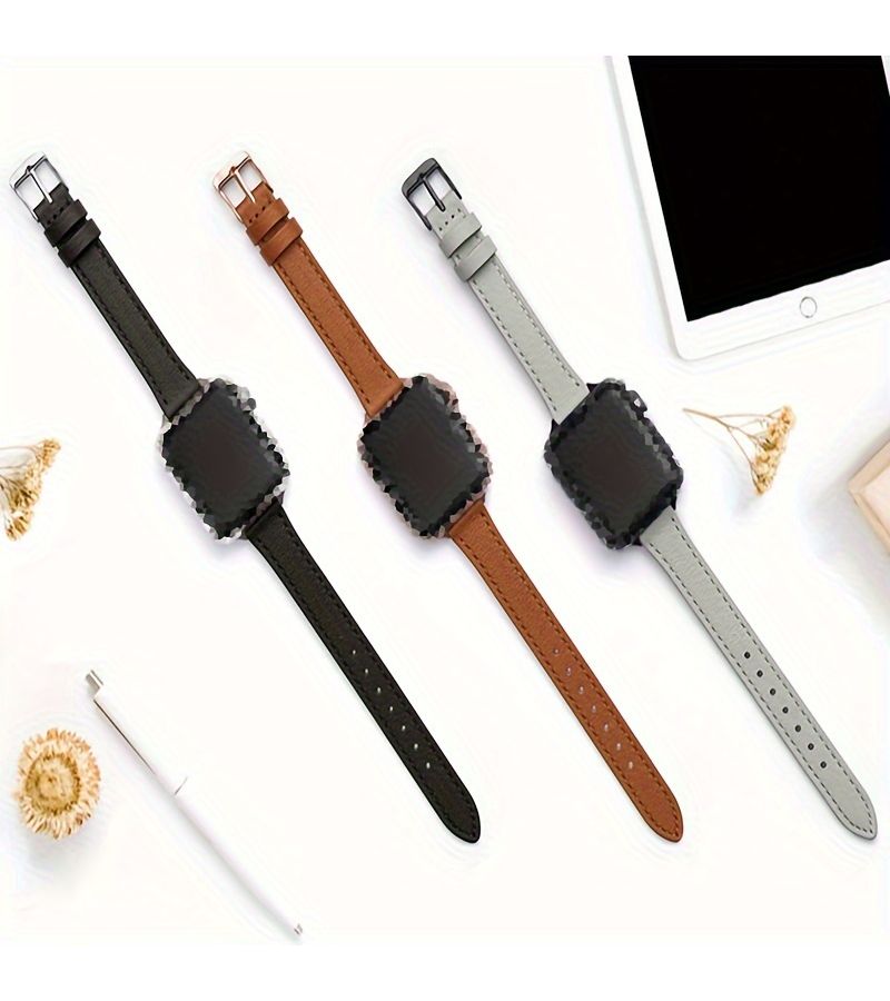 1pc Cowhide Leather Strap For Apple Watch 38mm 40mm 42mm Brown Rose Gold - Image 3