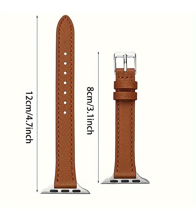 1pc Cowhide Leather Strap For Apple Watch 38mm 40mm 42mm Brown Rose Gold - Image 2