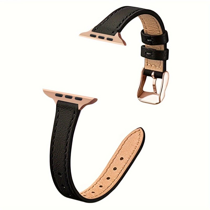 1pc Cowhide Leather Strap For Apple Watch 38mm 40mm 42mm Brown Rose Gold - Image 5