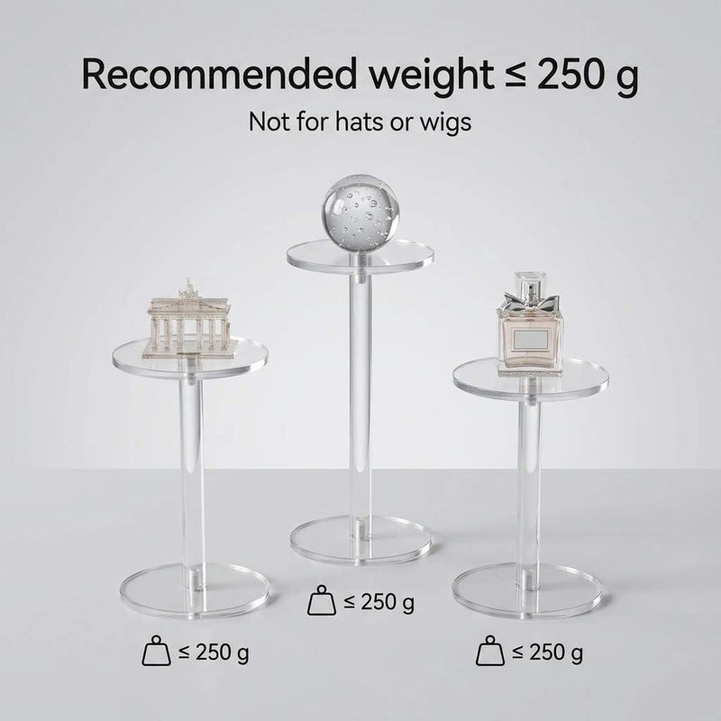 QWORK Round Acrylic Display Stand, Premium Clear Round Riser Stands, Set of 3 - Image 5