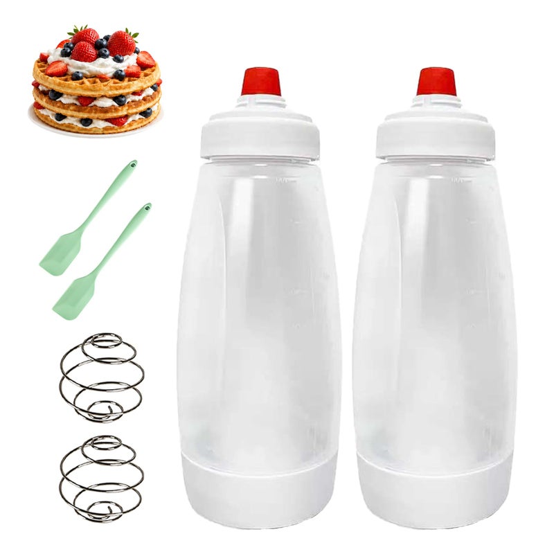 Korvanta Pancake Batter DispenserPancake Batter Dispenser Bottle with Whisk Ball and Stand Base Batter Mixer and Dispenser for Pancakes Crepes WaffleKitchen Baking Tool 2 Packs - Image 2