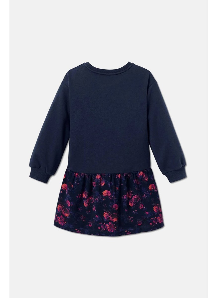 Tchibo Kid Girls Round Neck Long Sleeve Dress, Navy  - Image 2