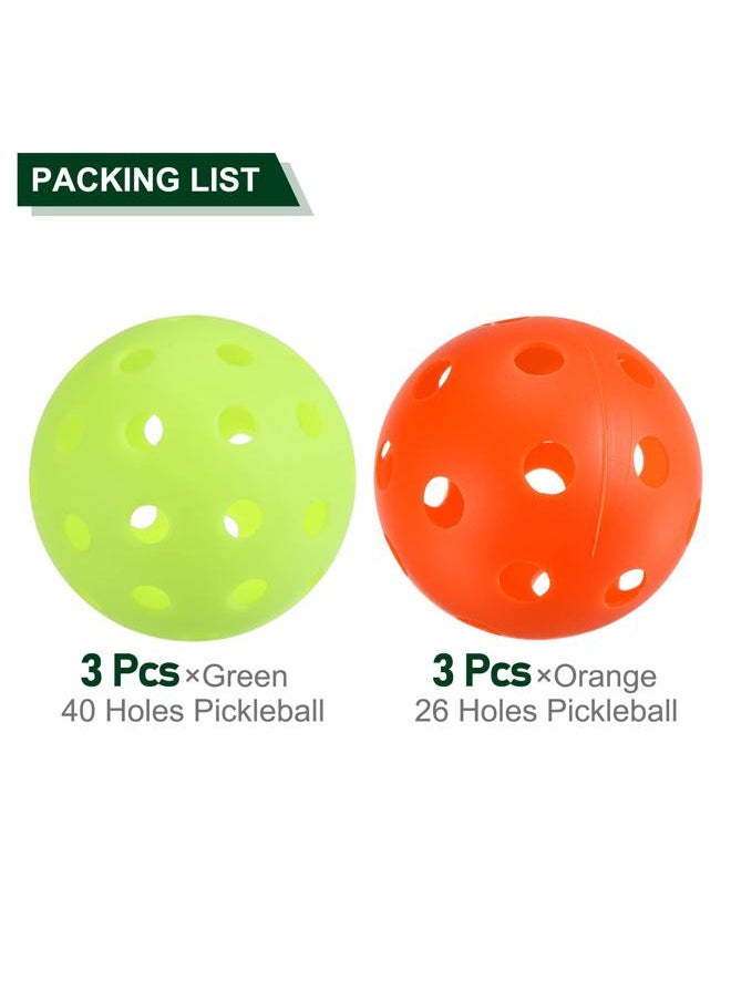 PATIKIL Pickleball Balls Set, 40 Holes Pickleball for Outdoor Sport, 26 Holes for Indoor 6 Pack Pickleball Balls for Amateurs, Orange Green  - Image 3