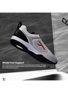 HUNDRED Court Star Badminton Shoes (Non Marking) | Also Perfect For Squash, Table Tennis, Volleyball, Basketball & Indoor Sports | Lightweight & Durable | X-Cushion Protection (White/Black/Red, 12Uk)  - Image 2