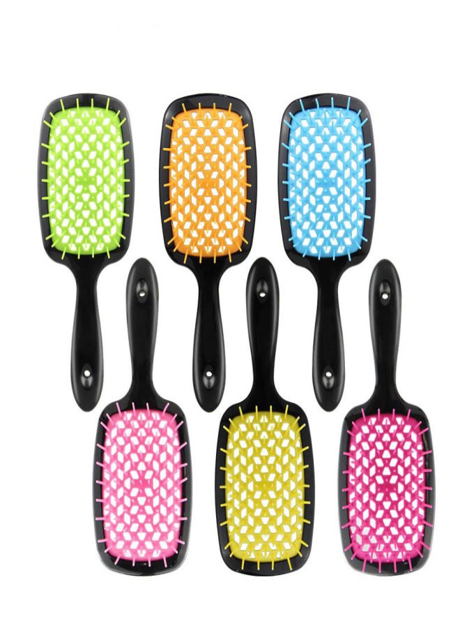 Square Hollow Comb Cross-border Hot Selling Grid Comb Color Splicing Massage Comb Fluffy Style Hair Smoothing Comb Spot Wholesale black handle+black OPP bag packaging - Image 2