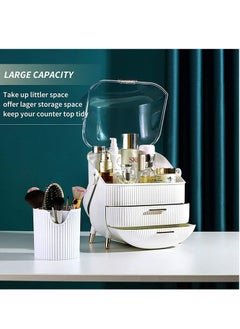 LIMOS Large cosmetic makeup organizer brush storage display case with drawers dust waterproof (white)  - Image 3