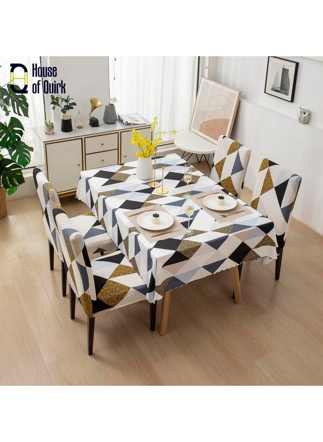 HOUSE OF QUIRK House of Quirk Dining Chair Cover with Table Covers for Kitchen Waterproof Dining Table Cloth (Classic Beige, 1 Table Cover + 4 Chair Cover)  - Image 2