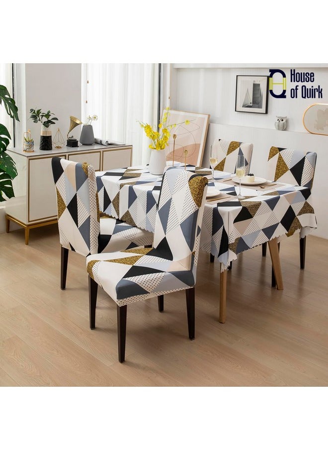 HOUSE OF QUIRK House of Quirk Dining Chair Cover with Table Covers for Kitchen Waterproof Dining Table Cloth (Classic Beige, 1 Table Cover + 4 Chair Cover)  - Image 3
