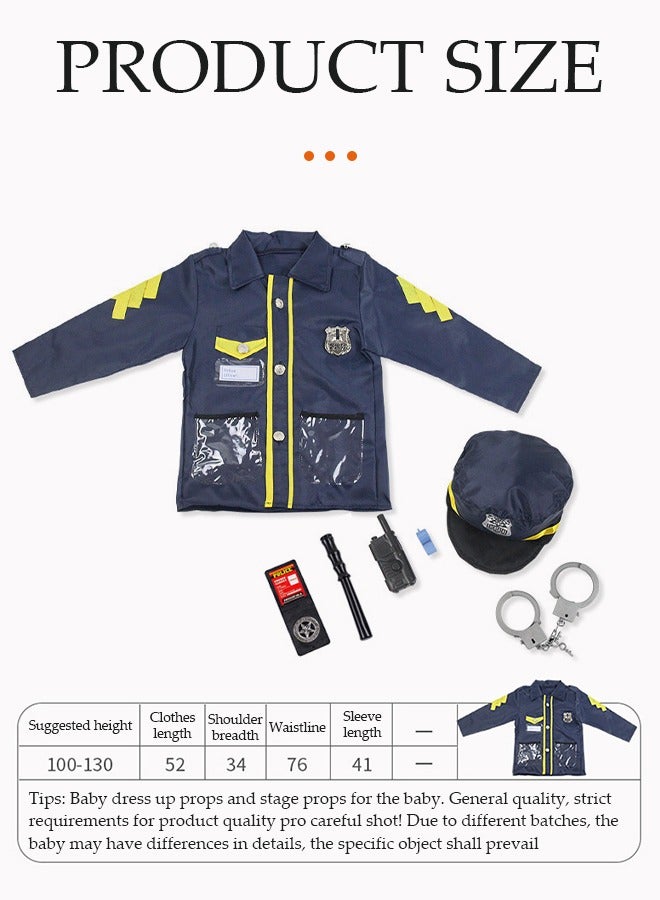 DUNISO 7 Pcs Kids Police Costume , police officer costume, role playing suit, equipped with toys and hats, suitable for boys and girls aged 100 to 130cm in height  - Image 3