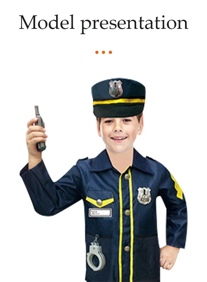 DUNISO 7 Pcs Kids Police Costume , police officer costume, role playing suit, equipped with toys and hats, suitable for boys and girls aged 100 to 130cm in height  - Image 4