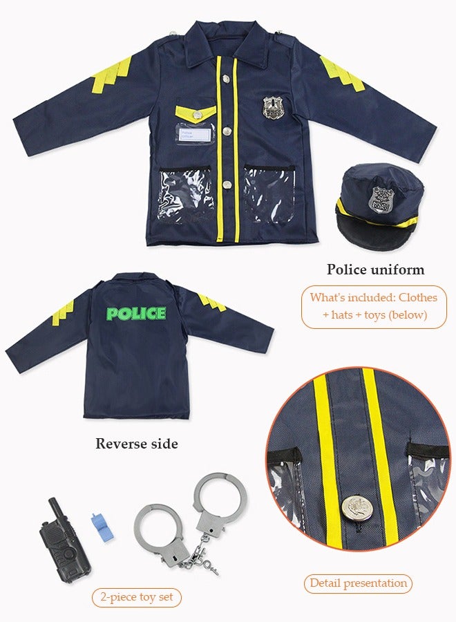 DUNISO 7 Pcs Kids Police Costume , police officer costume, role playing suit, equipped with toys and hats, suitable for boys and girls aged 100 to 130cm in height  - Image 2