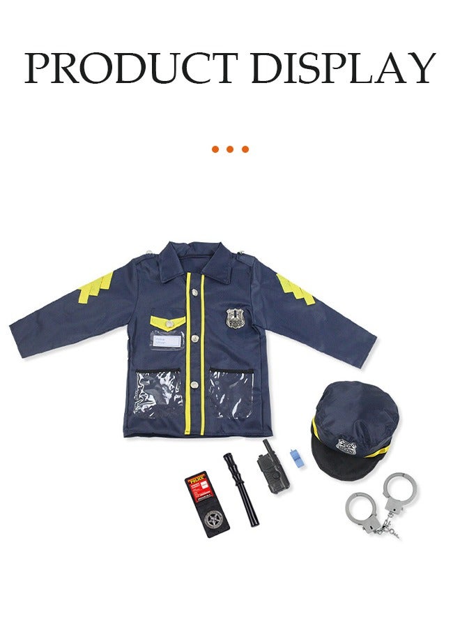 DUNISO 7 Pcs Kids Police Costume , police officer costume, role playing suit, equipped with toys and hats, suitable for boys and girls aged 100 to 130cm in height  - Image 5