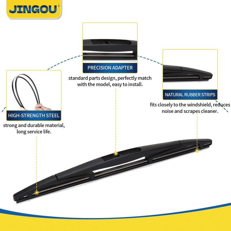 JINGOU 14 Inch Rear Wiper Blade Compatible With Subaru Outback 2006-2019/Subaru Forester 2006-2022/Honda Fit 2009-2020 Back Windshield Wipers (Pack Of 1) Automotive Replacement Windshield Wiper Blades(14B) - Image 2