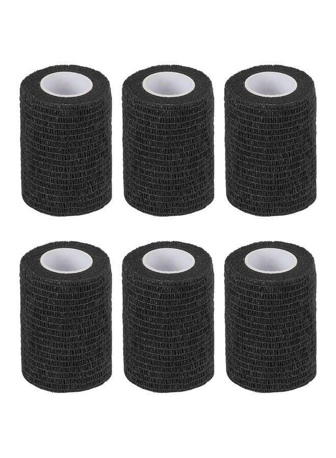 PATIKIL 1" x 177" Self Adhesive Bandage Wrap, 6 Pcs Elastic Self Breathable Self Adherent Wrap Tape for Stretch Athletic Sports Wrist Ankle Outdoor Tape, Black - Image 1