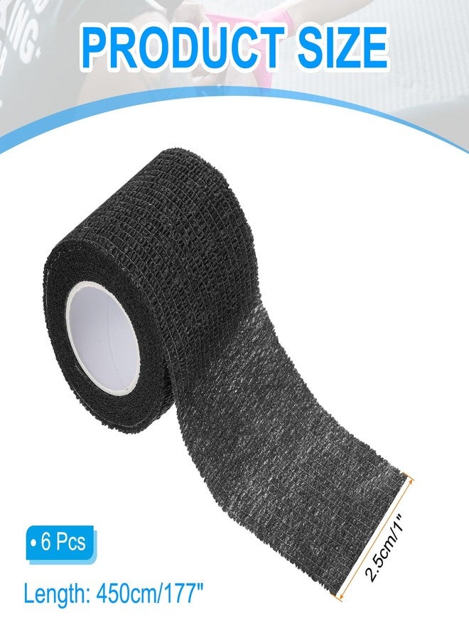 PATIKIL 1" x 177" Self Adhesive Bandage Wrap, 6 Pcs Elastic Self Breathable Self Adherent Wrap Tape for Stretch Athletic Sports Wrist Ankle Outdoor Tape, Black - Image 2