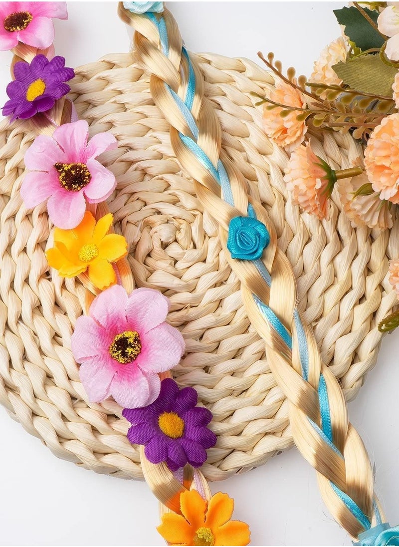 Generic - Long Braided Wigs Princess Hairpieces Rapunzel Wig Elsa Braid Girls Toddler Cosplay Headbands for Birthday Party Gifts 2PCS - Image 1