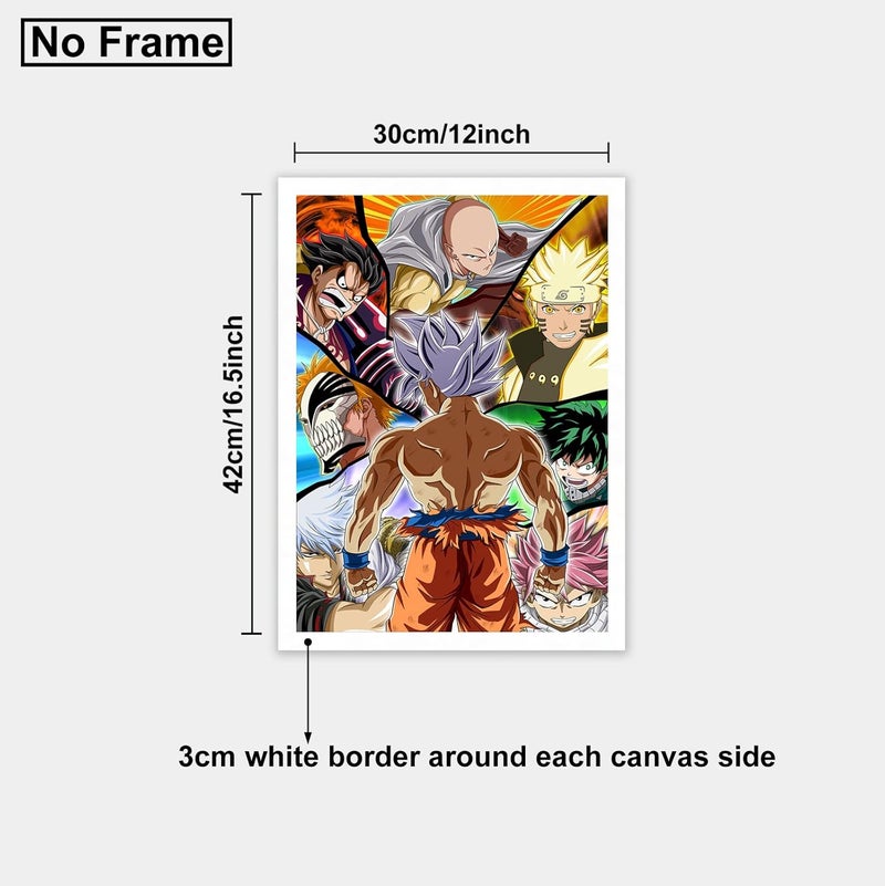 KAIWALK Japanese Anime Poster Luffy MHA Print on Canvas Painting Wall Art for Living Room Decor Boy Gift, Unframed - Image 2