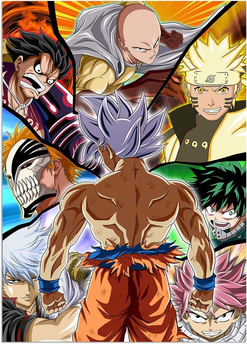 KAIWALK Japanese Anime Poster Luffy MHA Print on Canvas Painting Wall Art for Living Room Decor Boy Gift, Unframed - Image 1