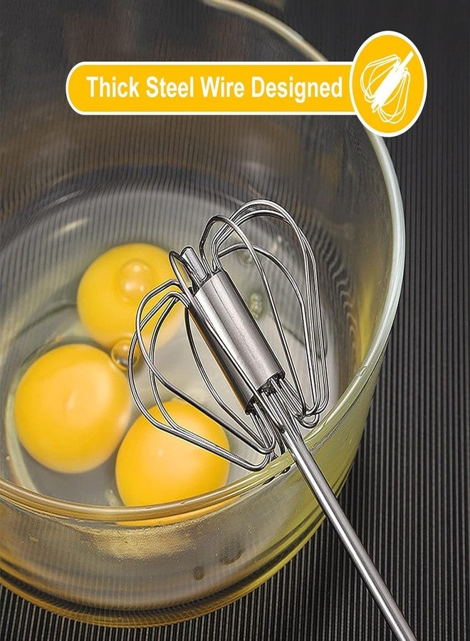 FALONG Push Down Rotary Whisk Blender Egg Whisk Hand Push Egg Beater Stainless Steel Eggbeater Semi-Automatic Whisks for Making Cream,Blending, Whisking, Beating (9 inch) - Image 2
