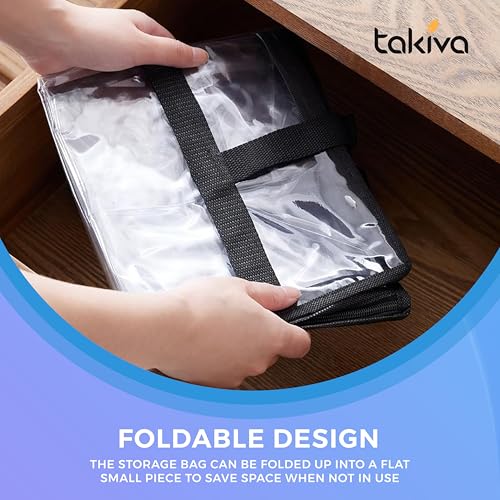 TAKIVA Clear Transparent Clothes Storage Bags | Plastic Blanket Storage Bags, Saree Covers with zip | Saree Organizer for Wardrobe | Transparent Storage Bag for Blenket, Clothes (Pack of 3) - Image 5