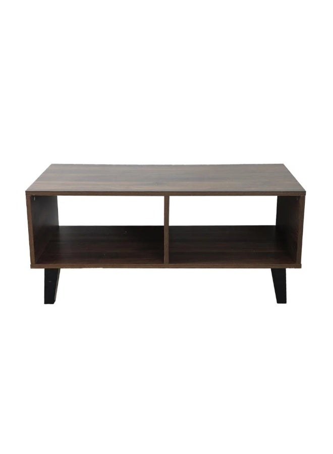 بيتي طاولة قهوة بقاعدة مع 2 ارفف تخزين من الخشب الماليزي لون بني - Image 3