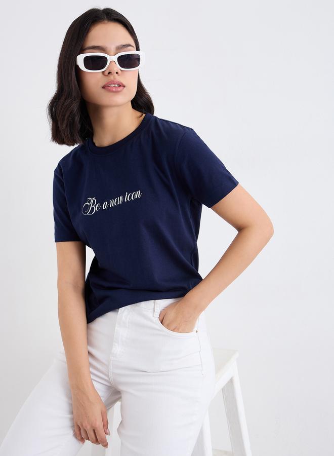 Styli Embroidered Slogan Short Sleeves T-Shirt - Image 5