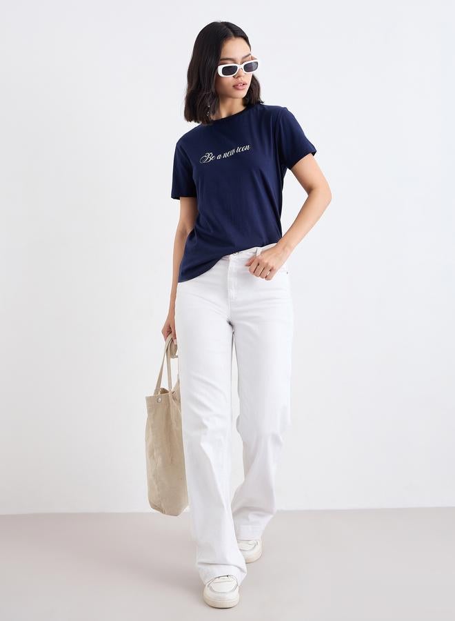 Styli Embroidered Slogan Short Sleeves T-Shirt - Image 1