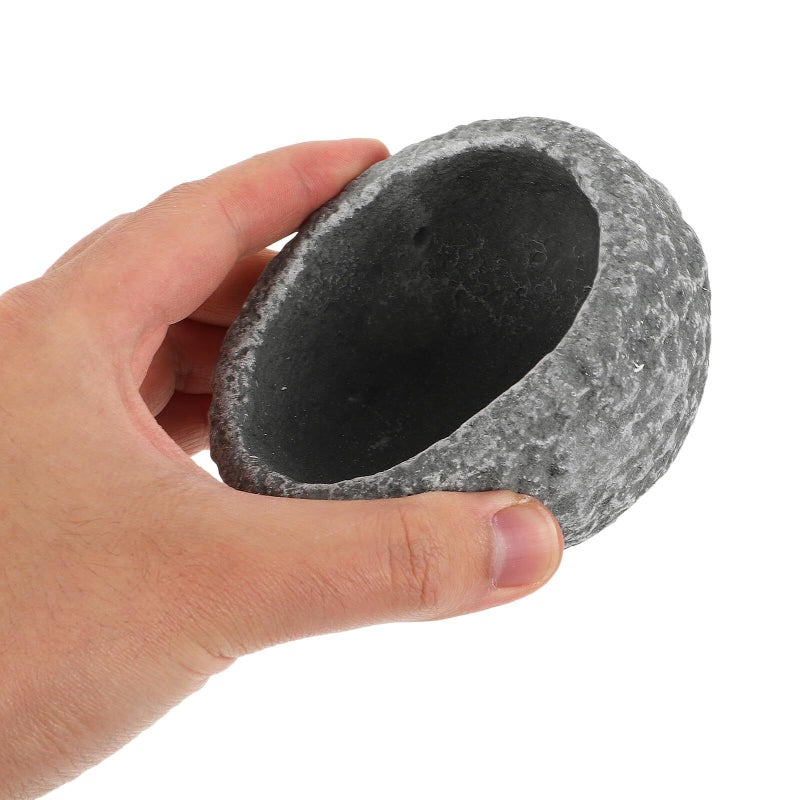 Reptile Food Bowl And Terrarium Water Dish Oval Ceramic Anti Escape Feeder For Lizards Geckos And Hermit Crabs Stone Texture Pet Feeding Dish - Image 5