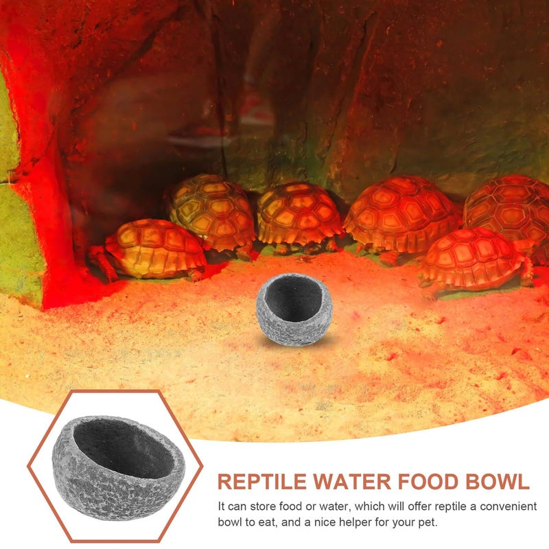 Reptile Food Bowl And Terrarium Water Dish Oval Ceramic Anti Escape Feeder For Lizards Geckos And Hermit Crabs Stone Texture Pet Feeding Dish - Image 4