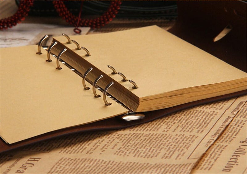 comfrt Refillable PU Leather Journal Notebook with Special Feather Ballpoint Pen and Bookmark, Unlined Paper Travel Diary Jotter, Handmade Leather Notepad, Vintage Art Sketchbook, Punk Cover (blue) - Image 2