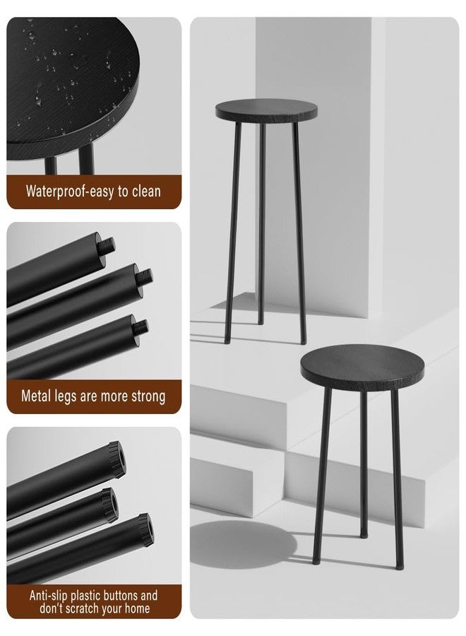 SAKSUN Plant Stand Indoor, Metal Small Round Plant Stand Table, Mid Century Modern Corner Plant Stands Shelfs Holds fit Patio Garden Office Living Room Home Decor-14 & 20" Tall-Adjustable (Black) - Image 3