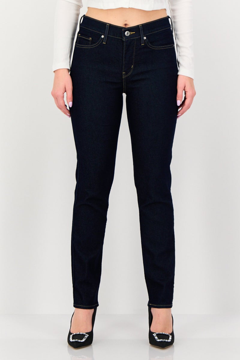 Levi's Women Slim Fit Washed Stretchable Jeans, Navy - Image 1