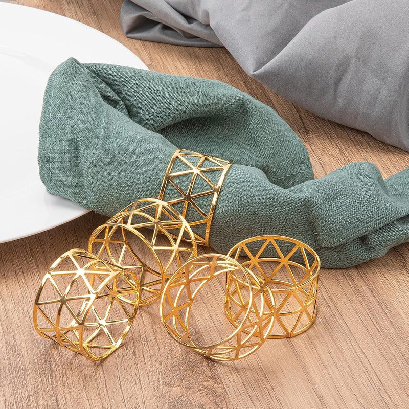 Luney 12PCS – Gold Napkin Rings Set of 12, Holiday Napkin Holders for Dining, Anniversary, Birthday, Romantic Candlelight Dinner, Holiday, Party of Table Setting, Wedding Table Decoration - Image 5