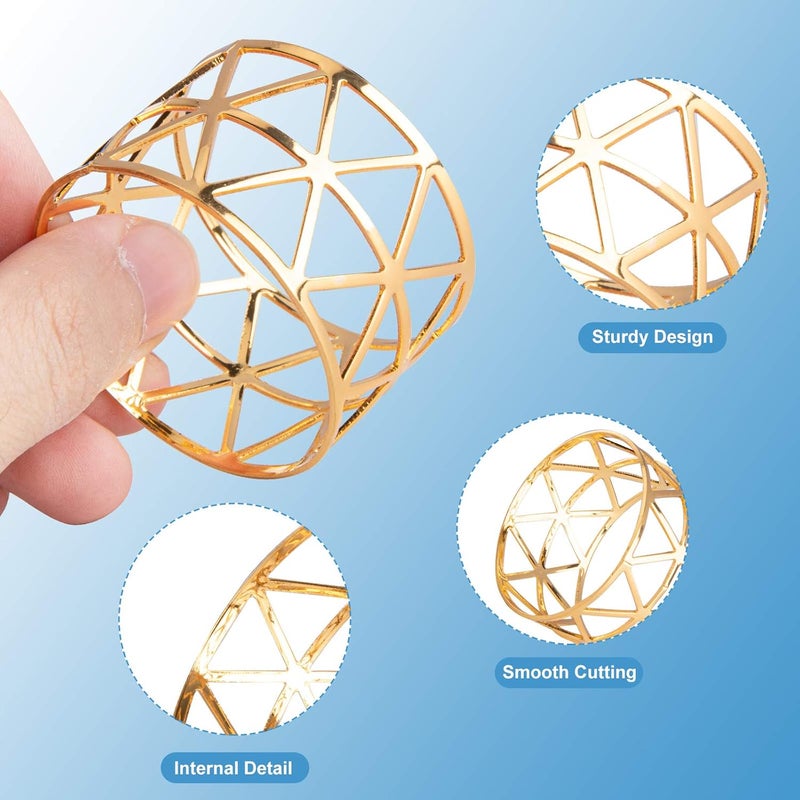 Luney 12PCS – Gold Napkin Rings Set of 12, Holiday Napkin Holders for Dining, Anniversary, Birthday, Romantic Candlelight Dinner, Holiday, Party of Table Setting, Wedding Table Decoration - Image 3