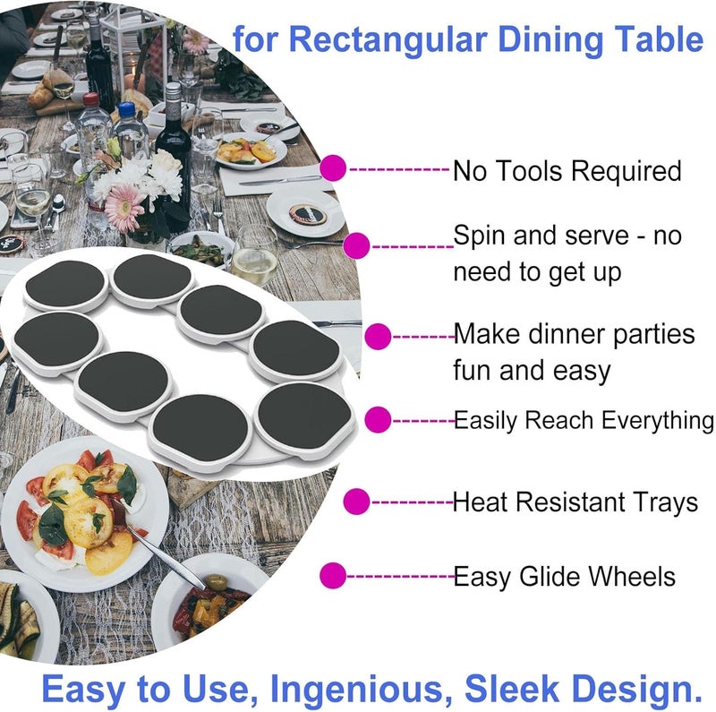 Clefairy Rotating Food Turntable Food Serving Train, 360° Manual Swivel Adjustable Dining Table, Lazy Susan Rotating Food Turntable Food Serving Train Dining Table Turntable for Dining - Image 3
