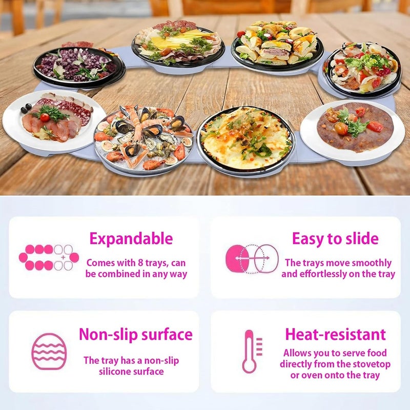 Clefairy Rotating Food Turntable Food Serving Train, 360° Manual Swivel Adjustable Dining Table, Lazy Susan Rotating Food Turntable Food Serving Train Dining Table Turntable for Dining - Image 2