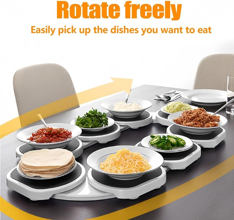 Clefairy Rotating Food Turntable Food Serving Train, 360° Manual Swivel Adjustable Dining Table, Lazy Susan Rotating Food Turntable Food Serving Train Dining Table Turntable for Dining - Image 5