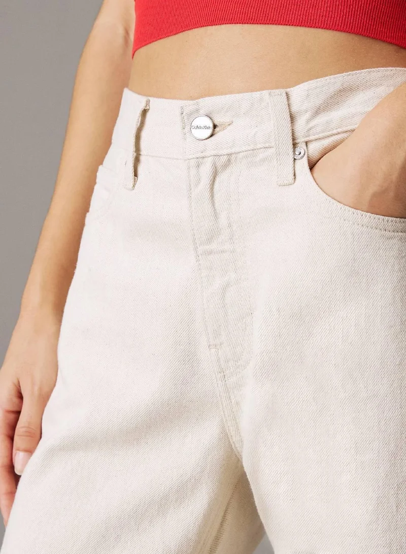 Calvin Klein Denim Light Relaxed Flared Linen Blend Jeans for Women | Best Price UAE